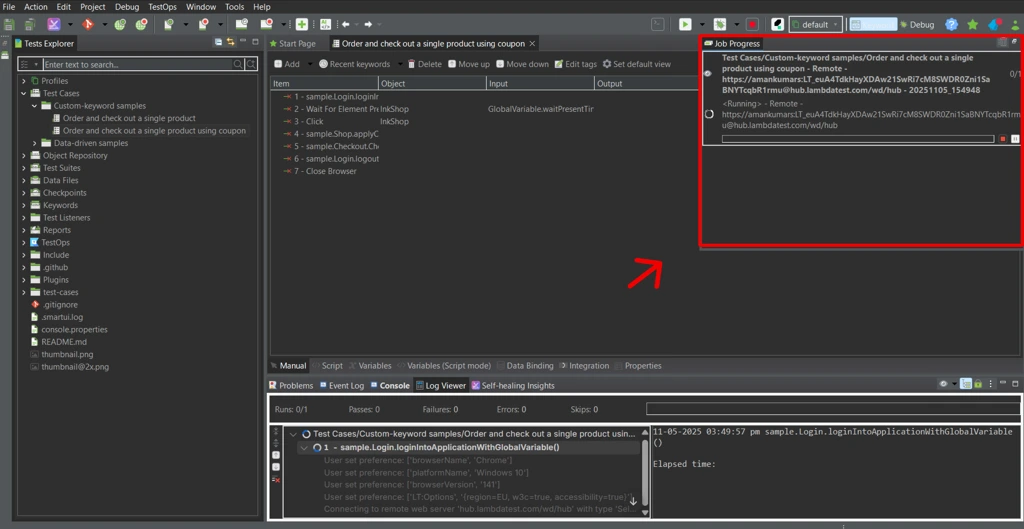 katalon studio confirguration screen
