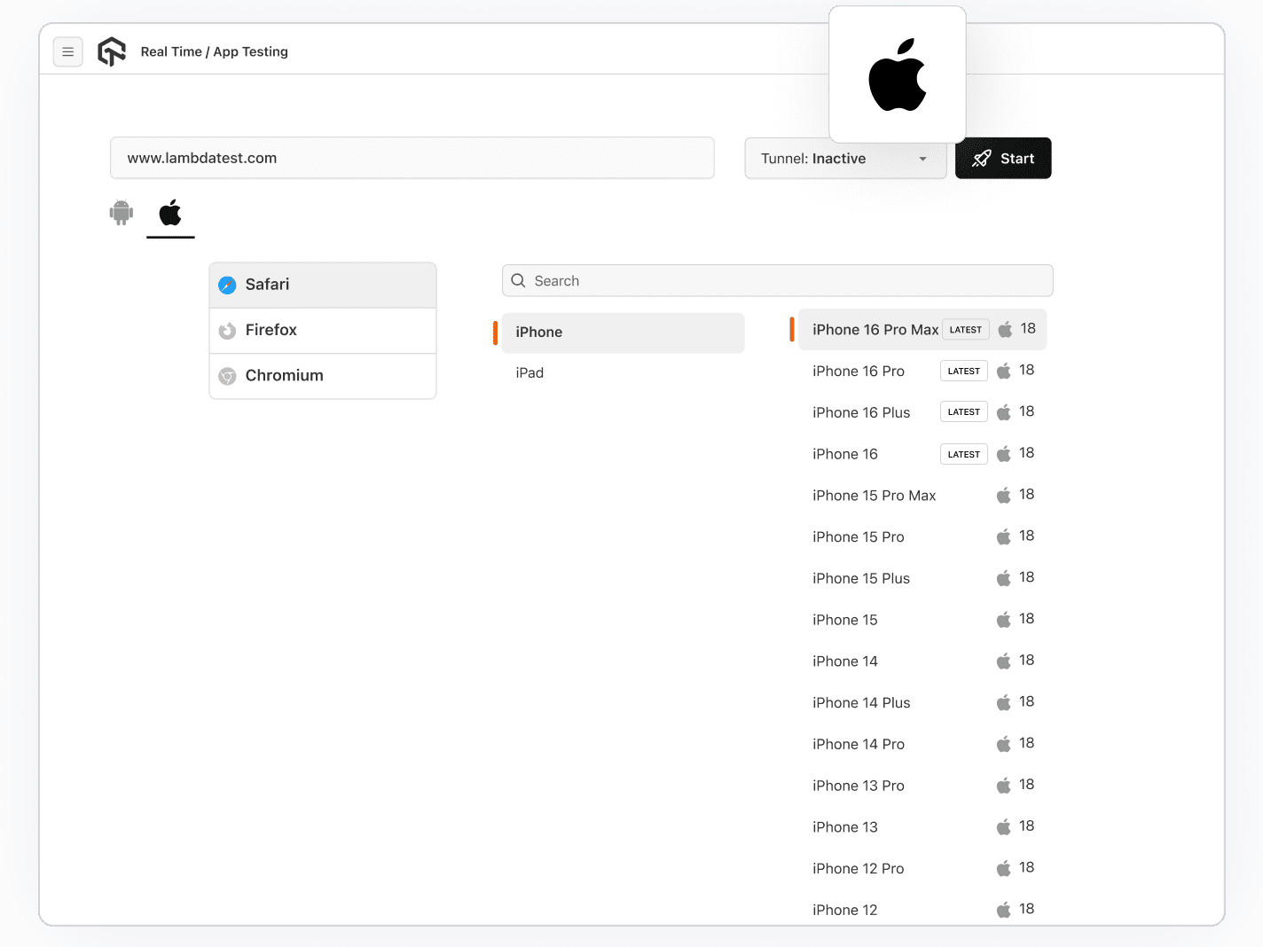 iOS Browser Simulator for Linux