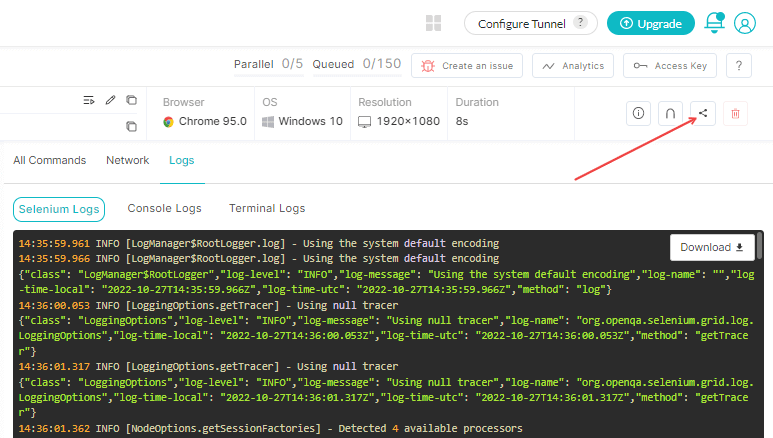 TestMu AI Sharing Option