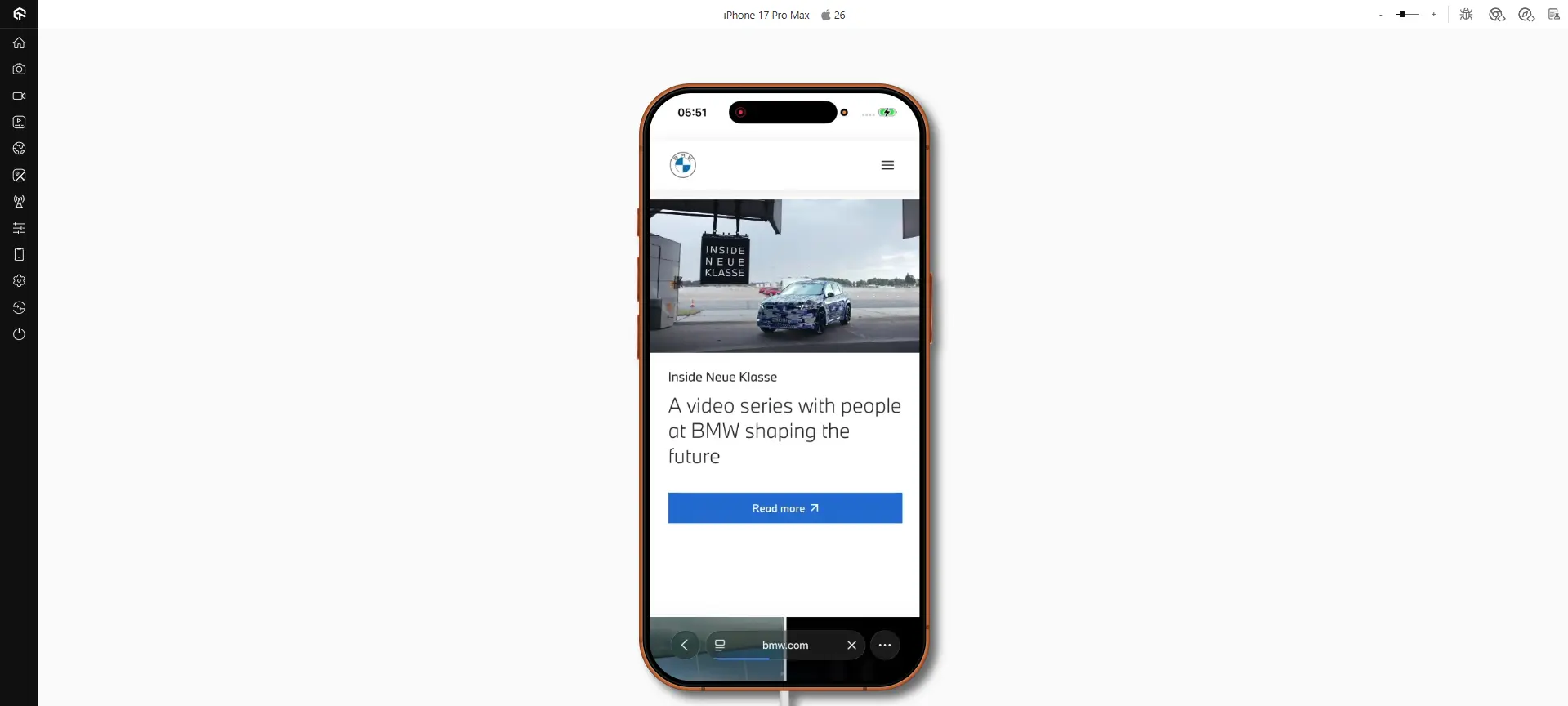 BMW PWA on LambdaTest Real Device Cloud