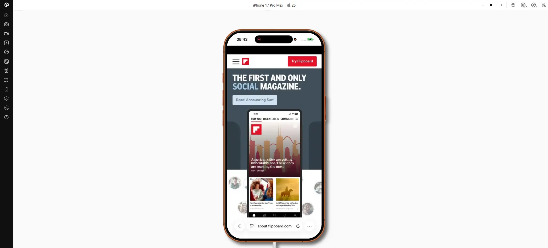 Flipboard PWA on LambdaTest Real Device Cloud