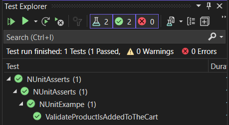 NUnit Assert Test Execution