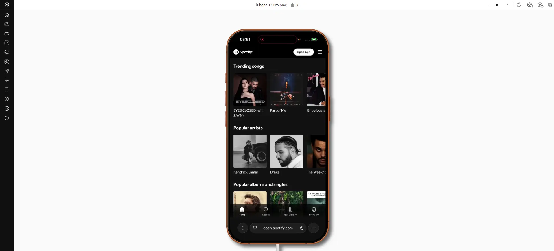 Spotify PWA on LambdaTest Real Device Cloud
