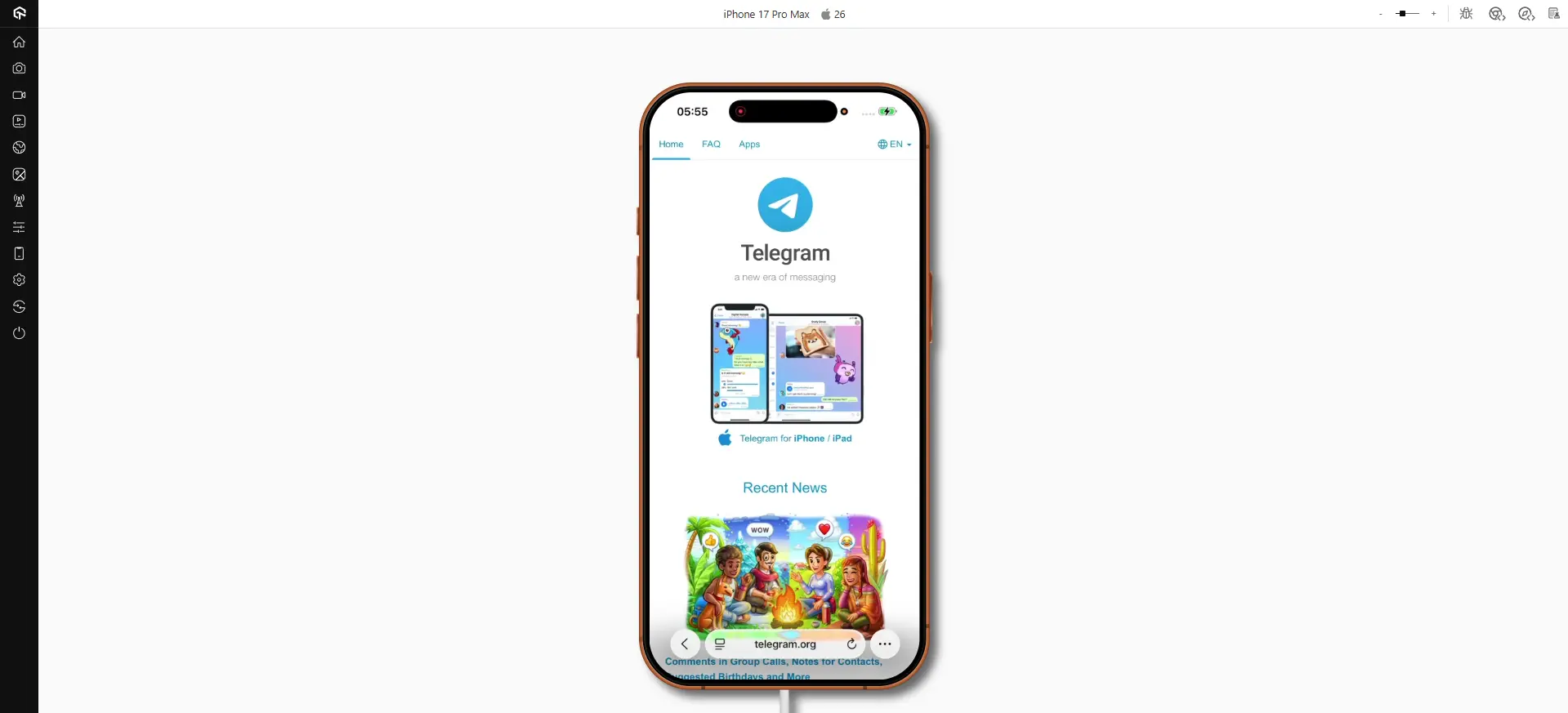 Telegram PWA on LambdaTest Real Device Cloud