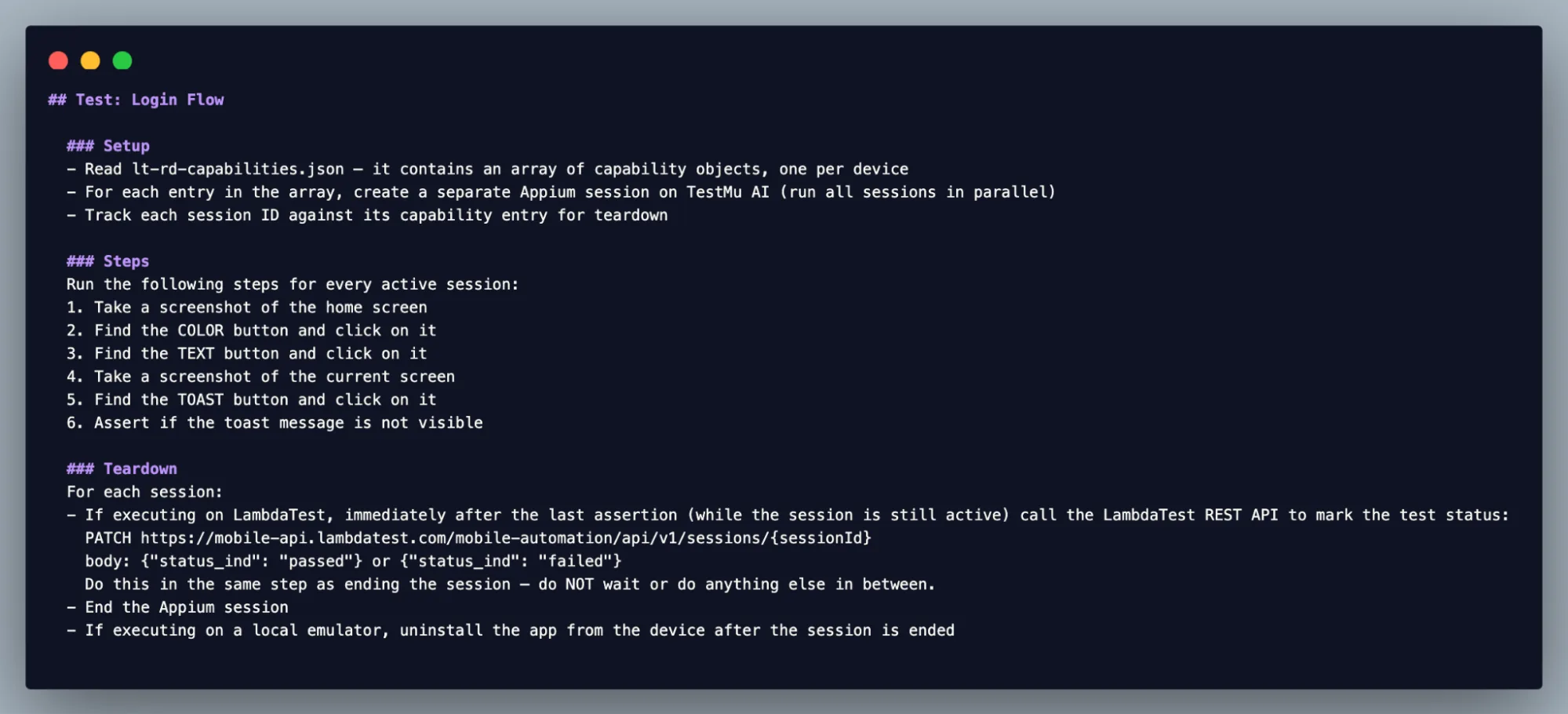 Agent instruction file - agent.md