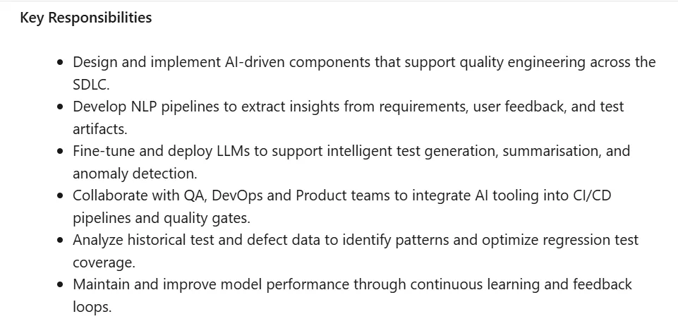 AI QA Engineer requirements