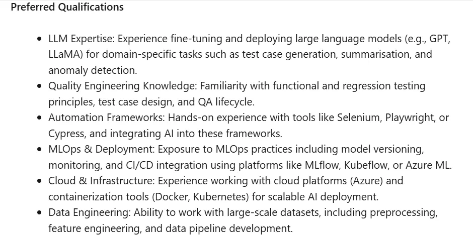AI QA Engineer skills