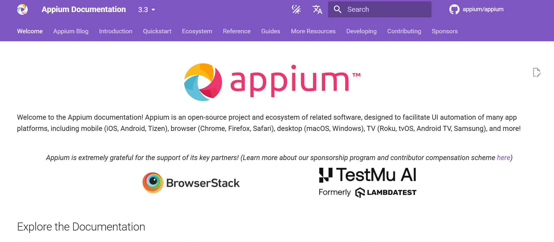 Appium framework screenshot showing mobile automation testing