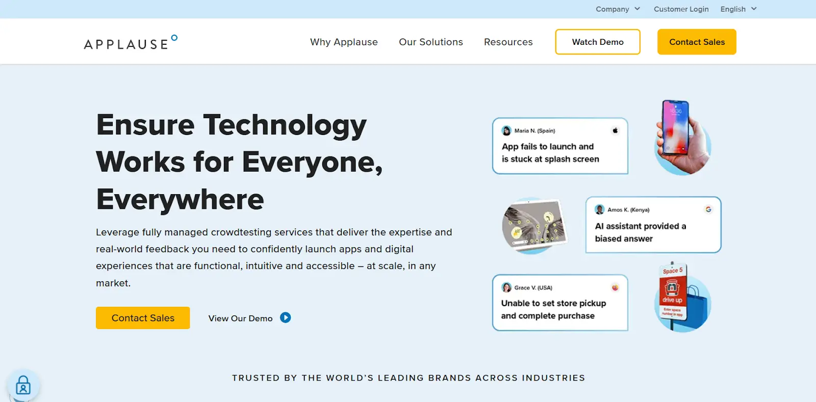 Applause crowdsourced testing platform login screenshot
