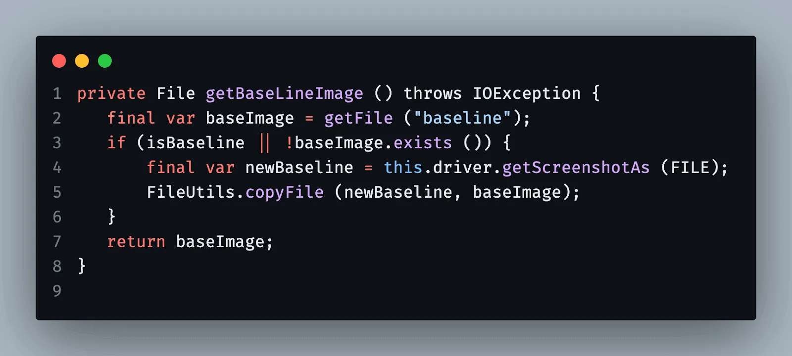 baseline image is captured and saved baseline image is captured and saved