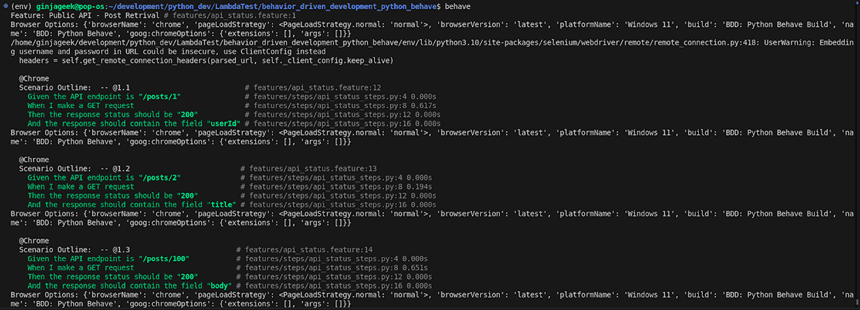 Behave Local Terminal
