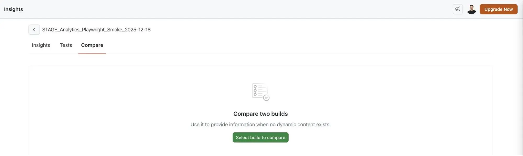 Build Comparison in Insights