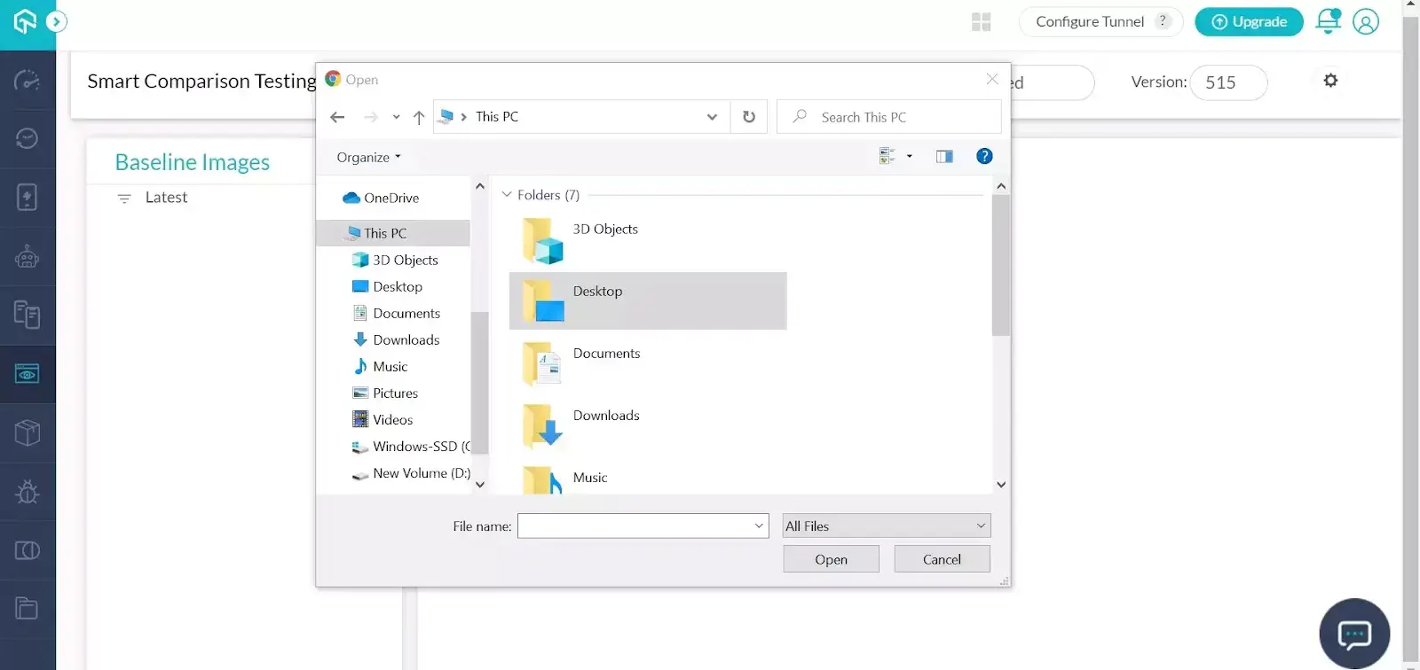 Choose a baseline image from your computer Choose a baseline image from your computer