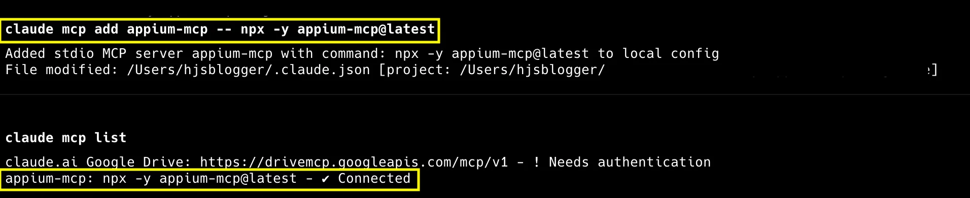 Configure Appium MCP with Claude Code CLI