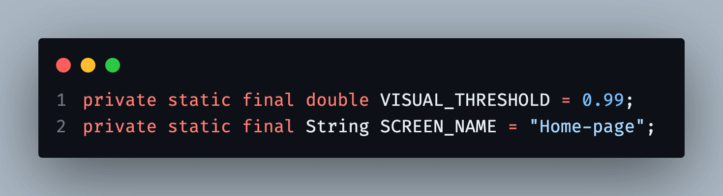 constant to store the screen name constant to store the screen name