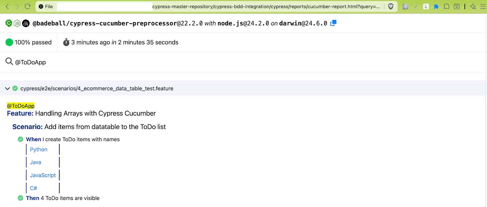 Cucumber Report Result Filtered Cucumber Report Result Filtered