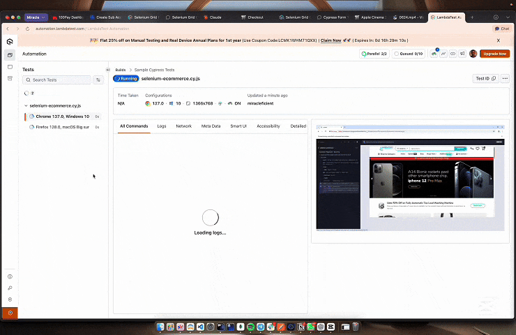 Cypress Parallel LambdaTest Tests