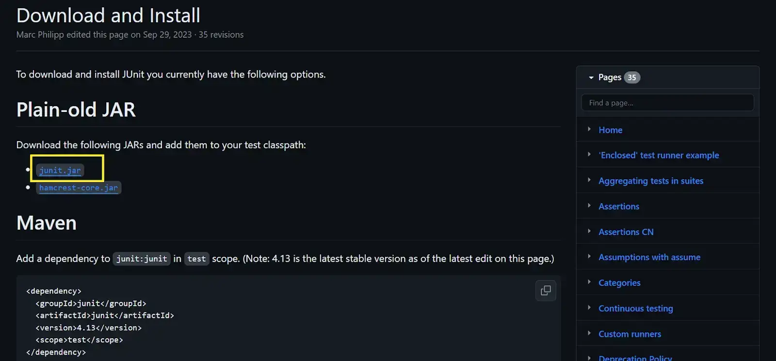 download the JUnit jar file download the JUnit jar file
