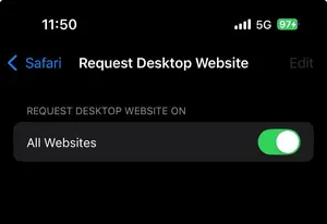 Enable the All Websites toggle