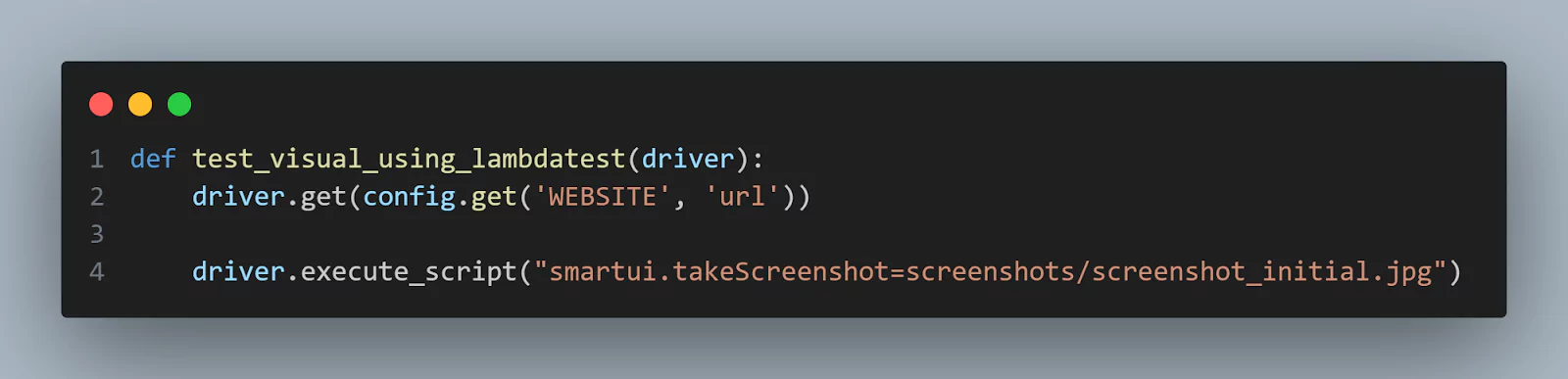 executes a JavaScript command to take an initial screenshot executes a JavaScript command to take an initial screenshot