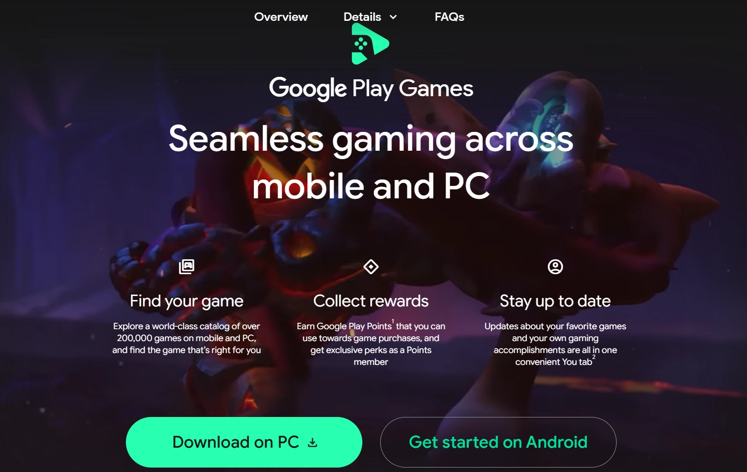 Google Play Games for PC Google Play Games for PC launcher with the curated mobile game catalog