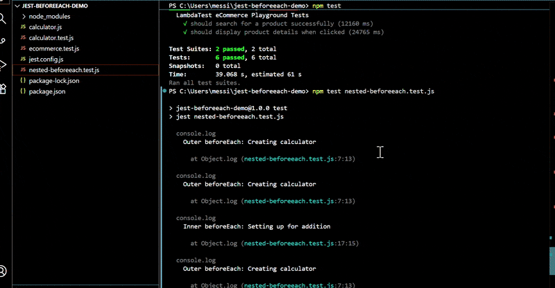 Jest Nested BeforeEach