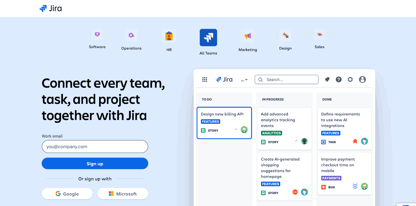 Jira home page