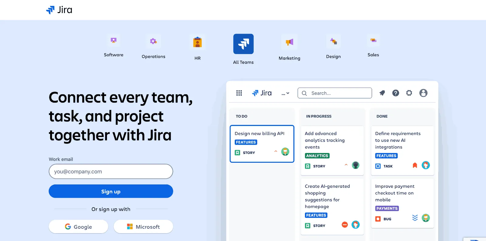 Jira home page Jira home page