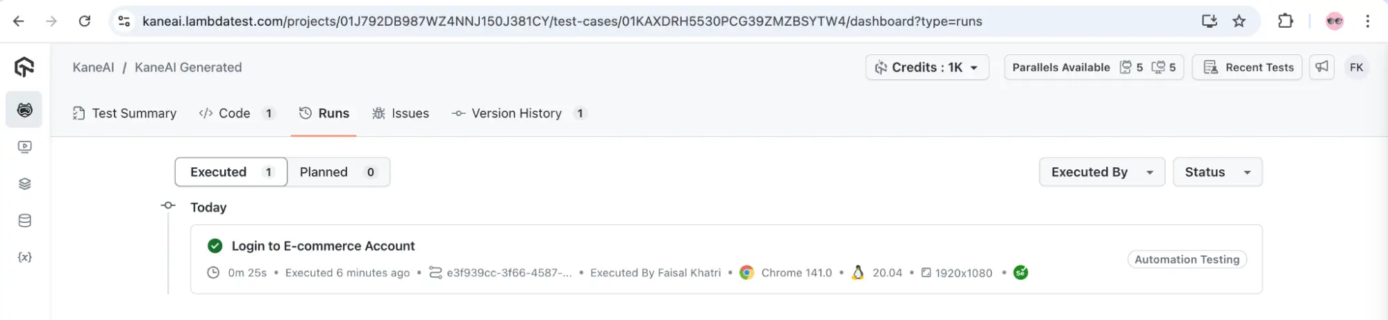 KaneAI HyperExecute Tests KaneAI HyperExecute Tests