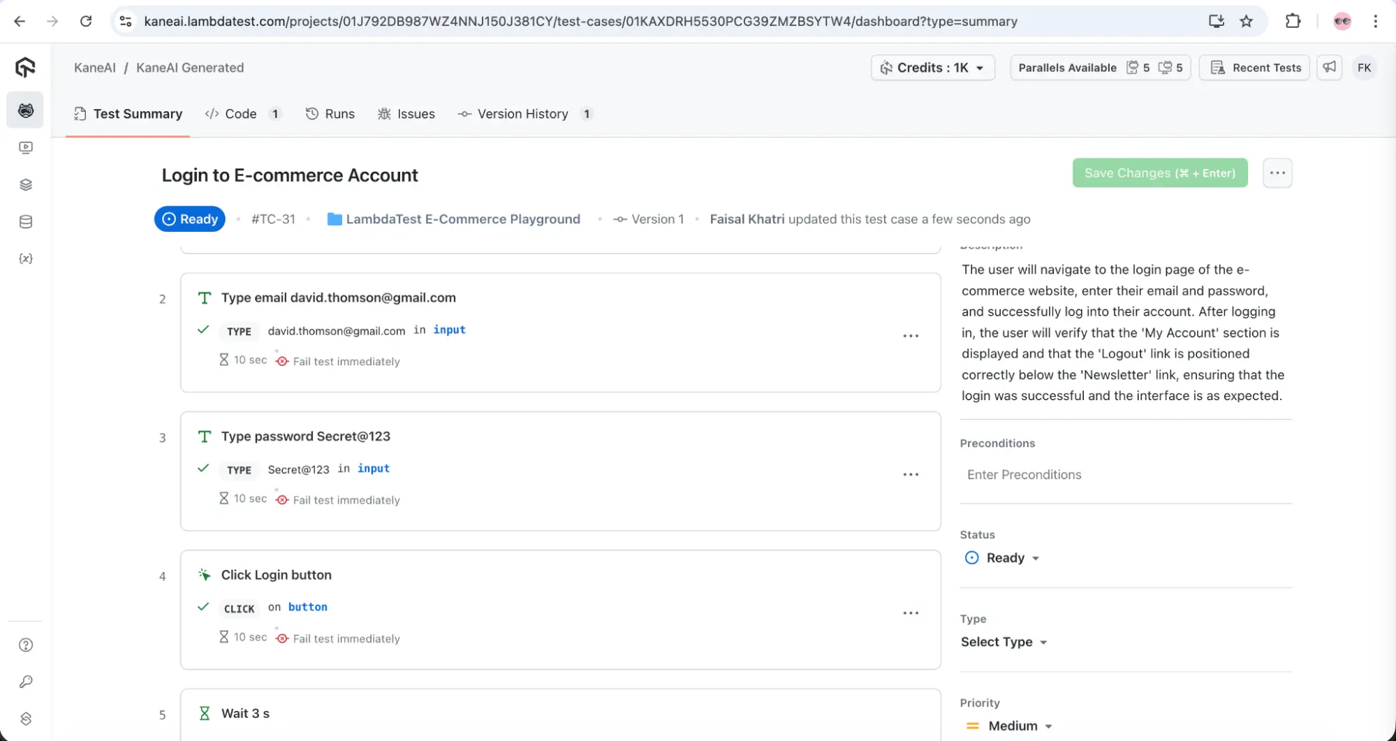 Saved KaneAI Tests Saved KaneAI Tests
