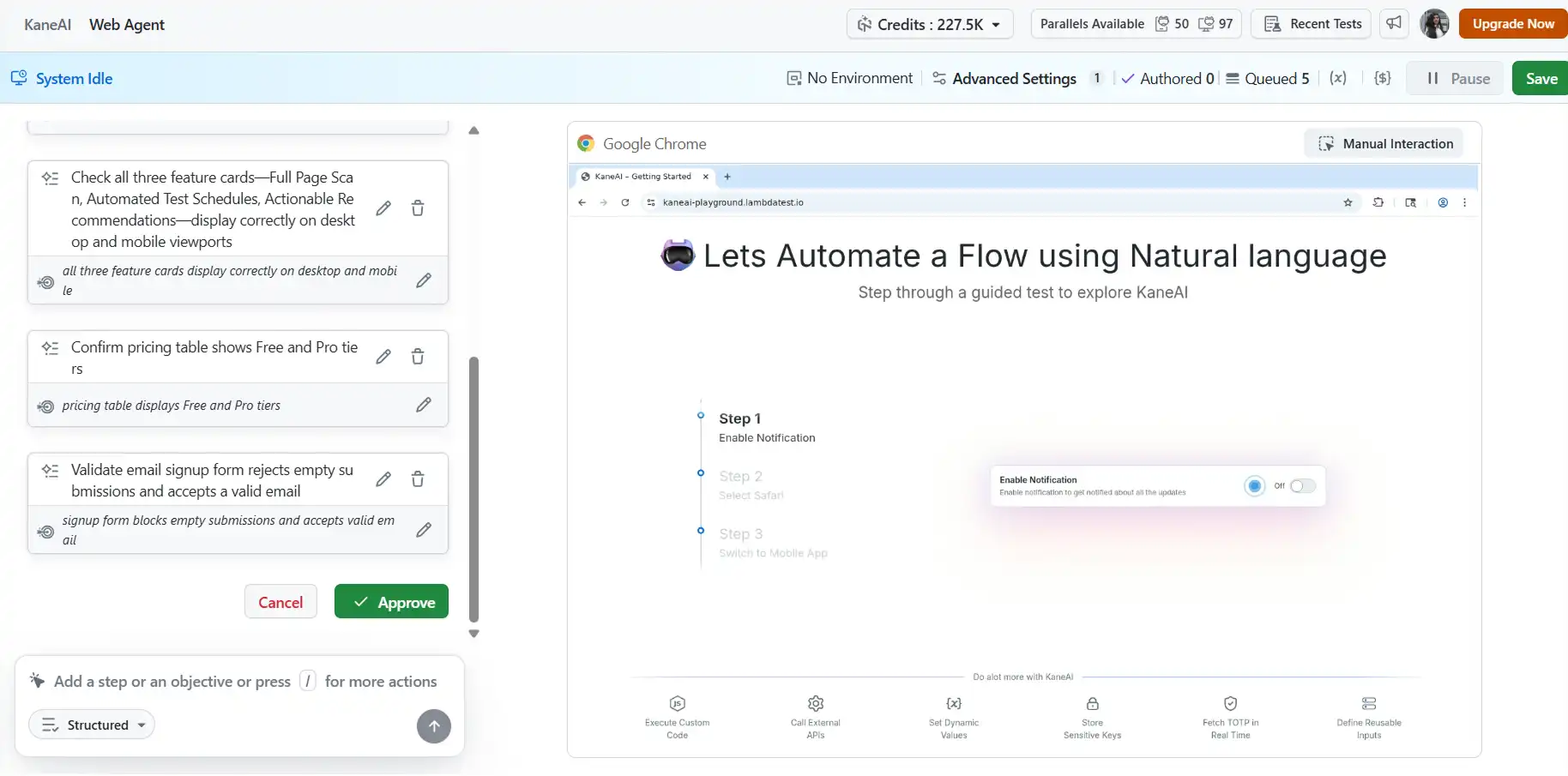 KaneAI Steps Approval
