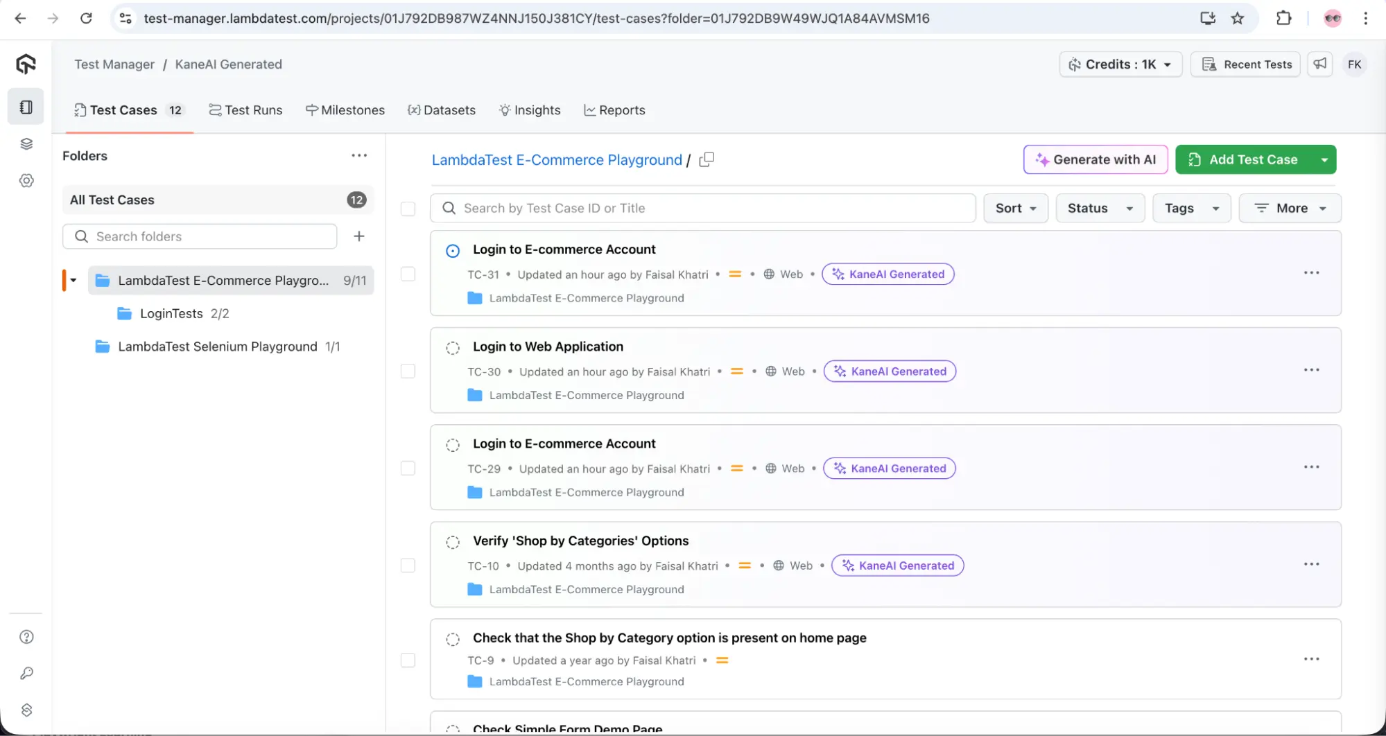 KaneAI Test Cases KaneAI Test Cases