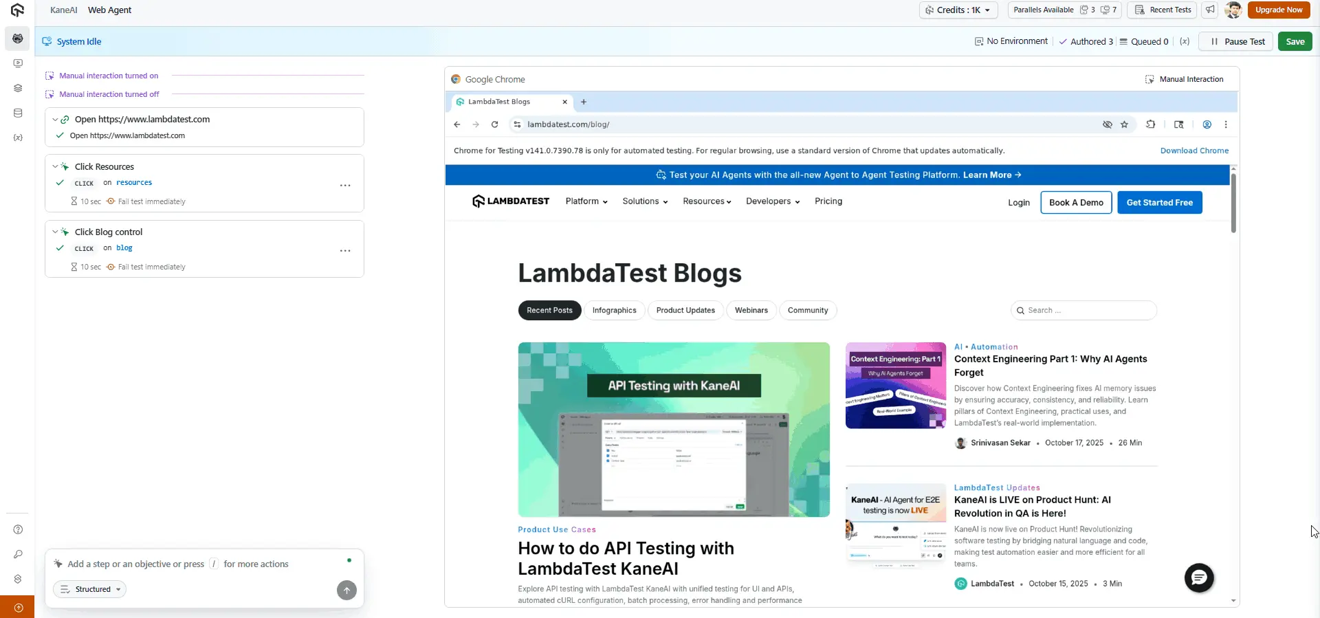 KaneAI Web Agent KaneAI Web Agent
