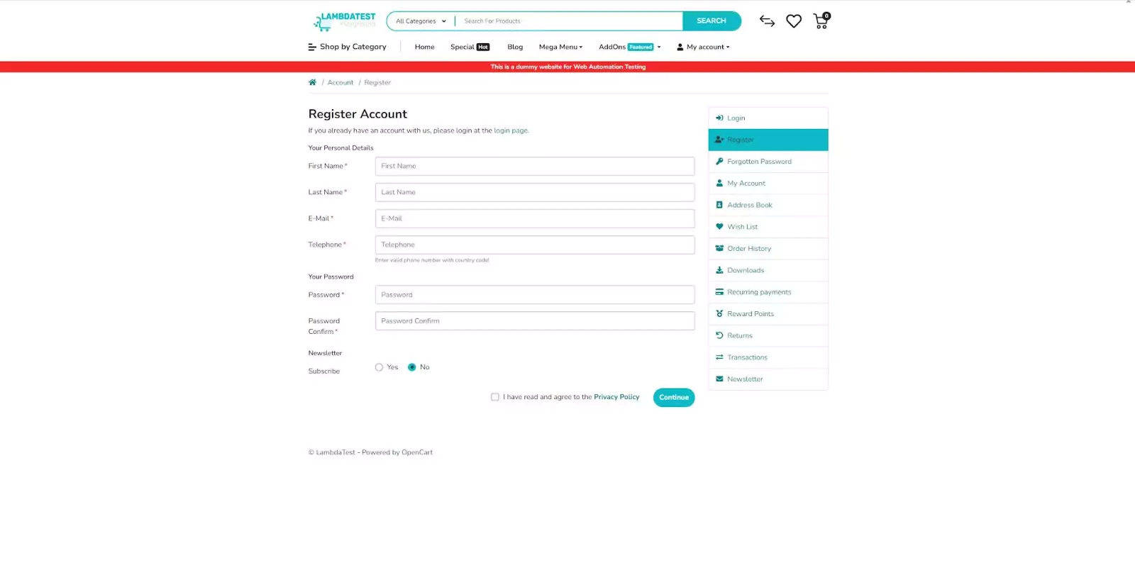 TestMu AI playground ecommerce website TestMu AI playground ecommerce website