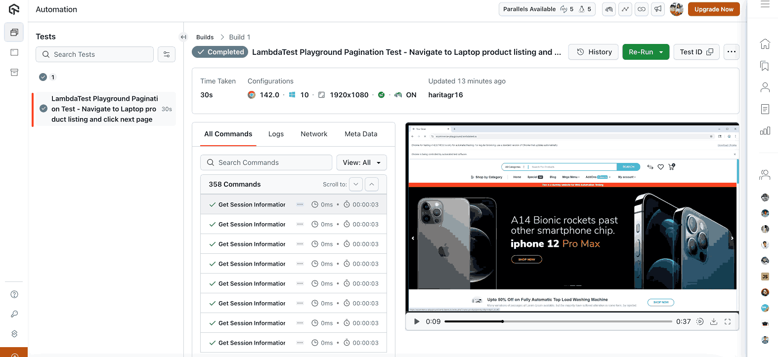 TestMu AI test result