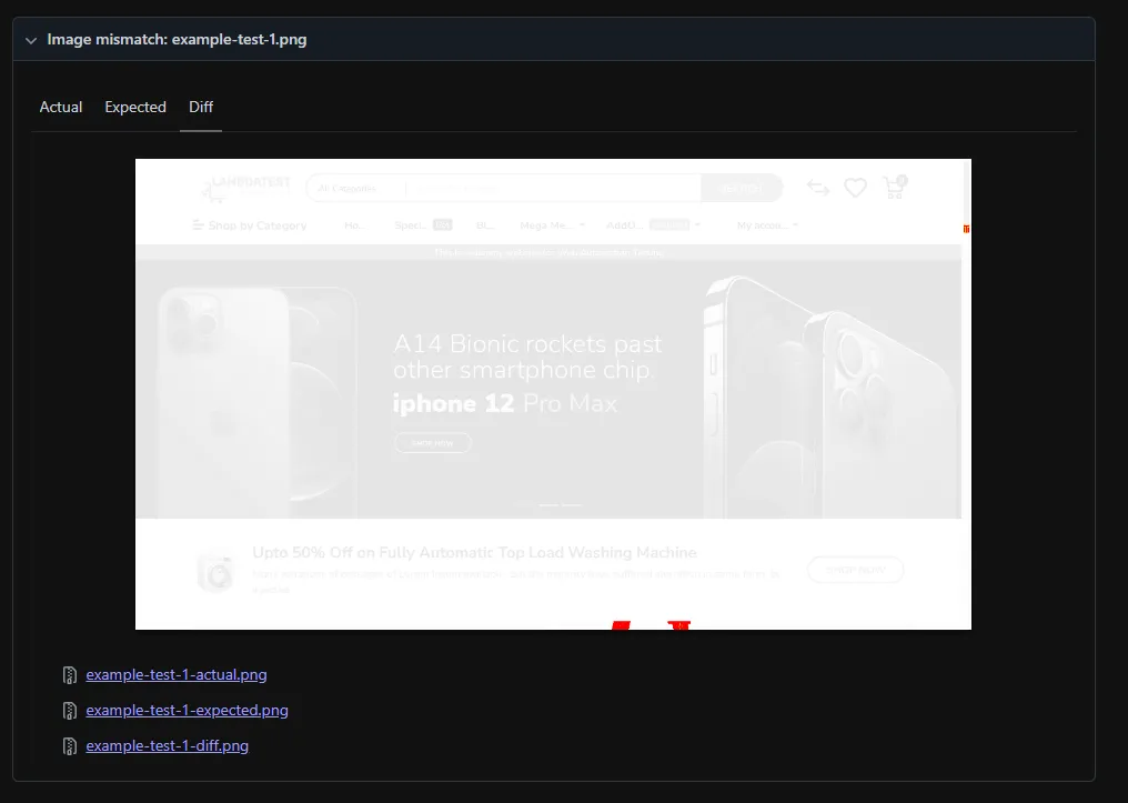 Playwright visual test false positive from late-loading content Playwright diff showing a lazy-loaded banner causing a false positive