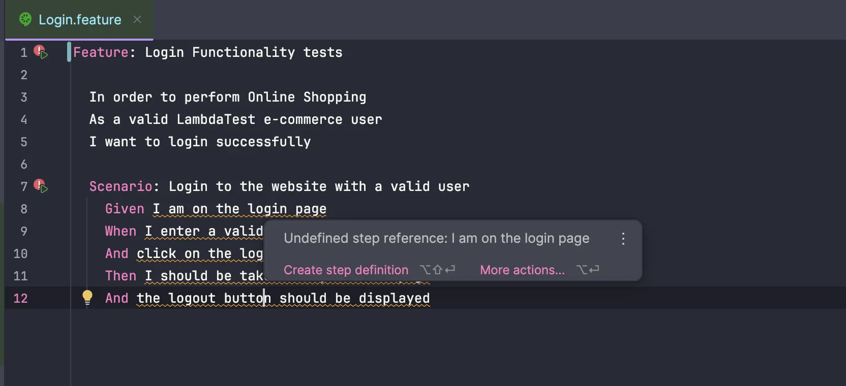 Login Feature File Login Feature File