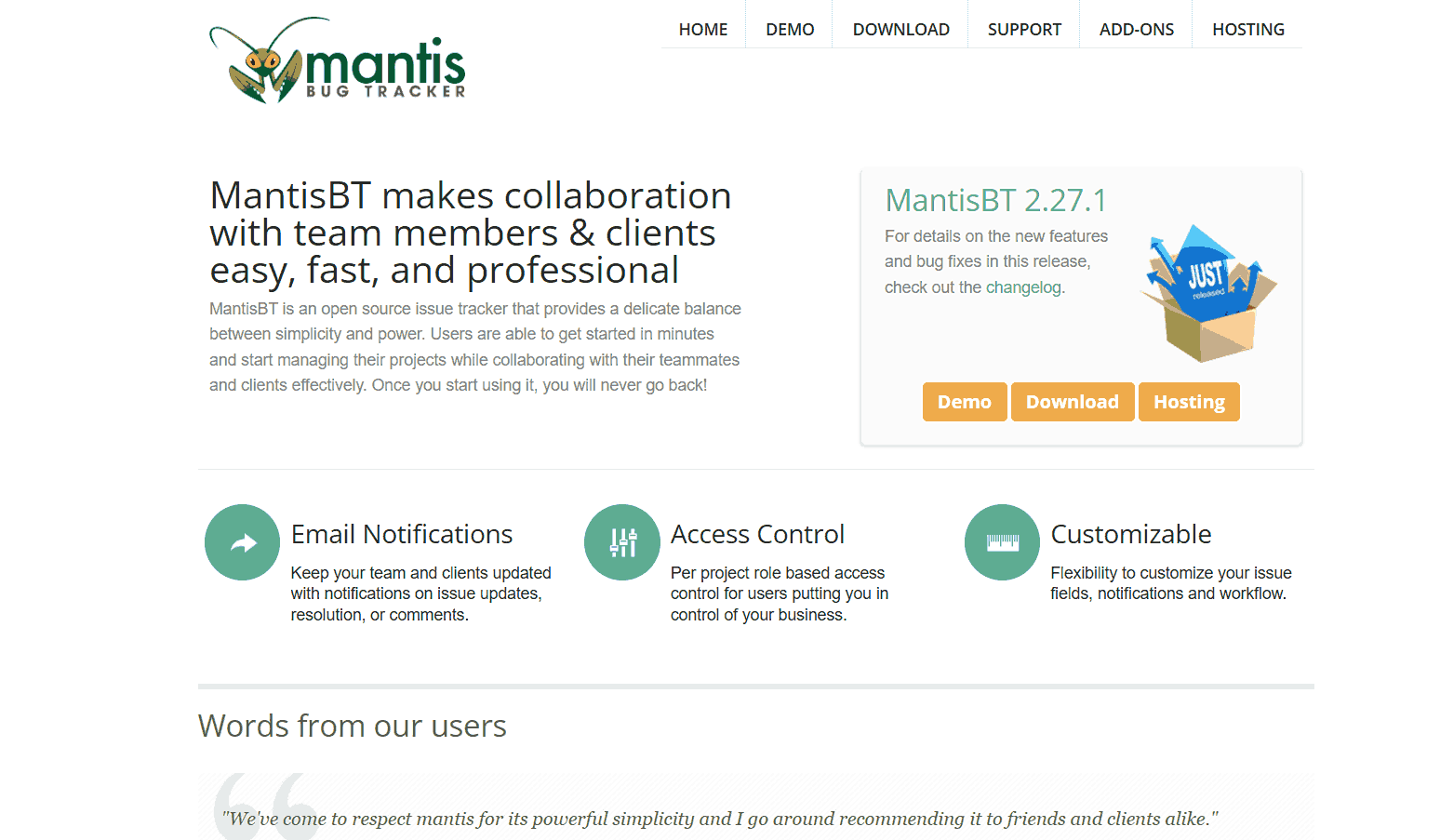 mantis home page