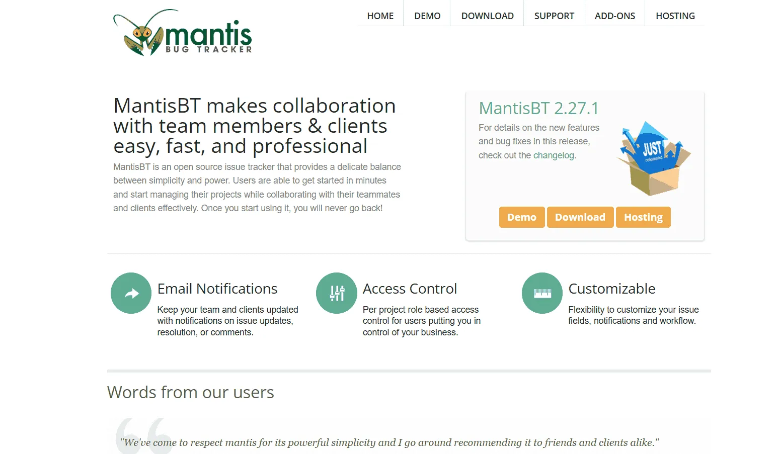 MantisBT home page MantisBT home page