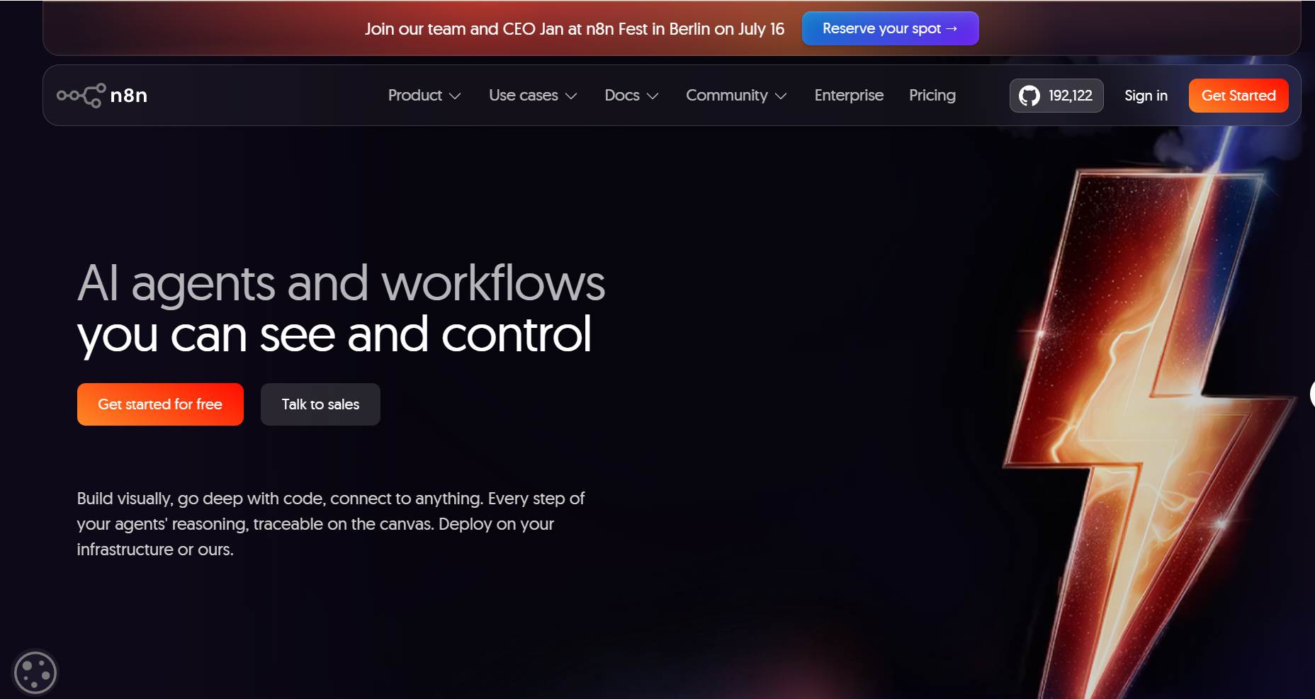n8n - Best Overall AI Agent Builder for Technical Teams n8n AI agent builder workflow editor showing agent nodes connected to deterministic workflow steps