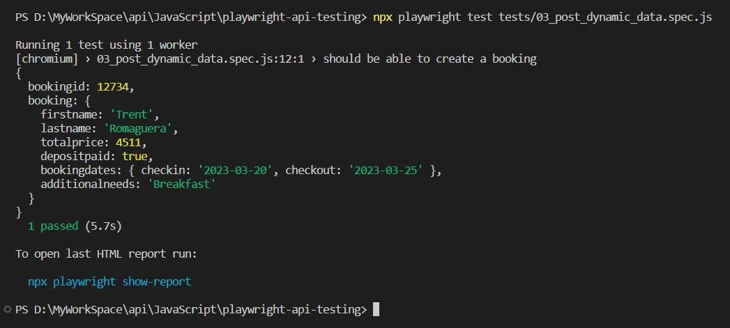 Playwright API Testing npx playwright test tests/03_post_dynamic_data.spec.js