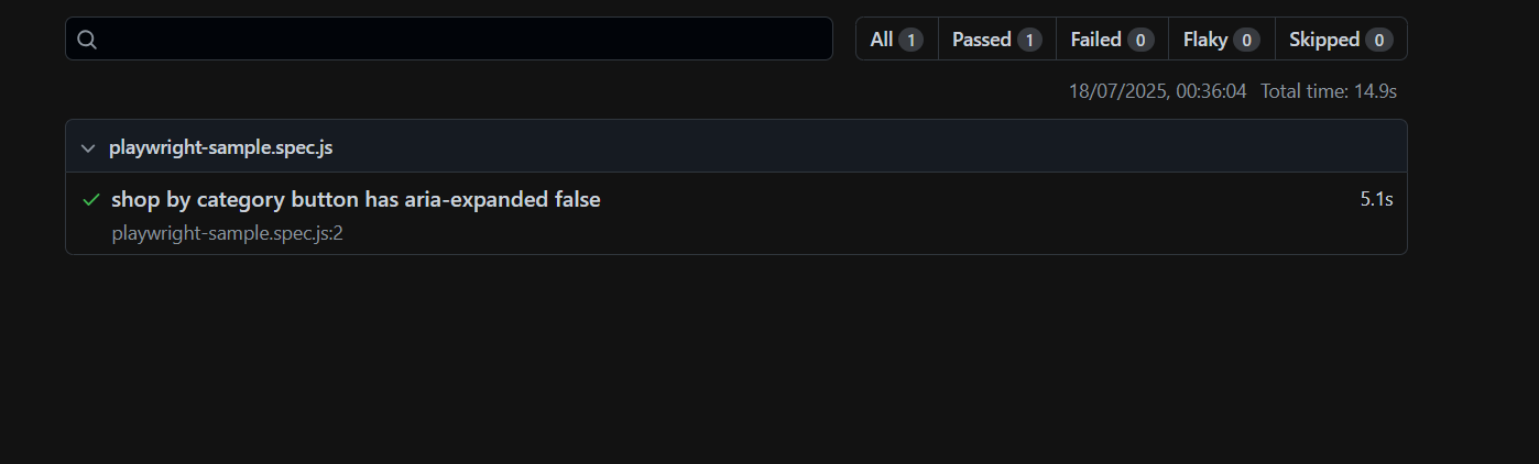 playwright local execution report