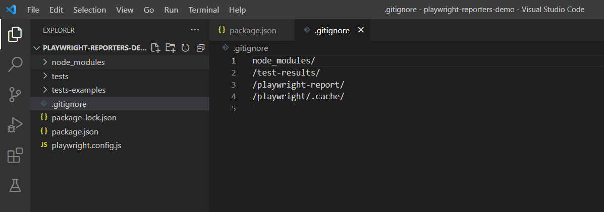 Playwright Reporting gitignore Playwright Reporting gitignore