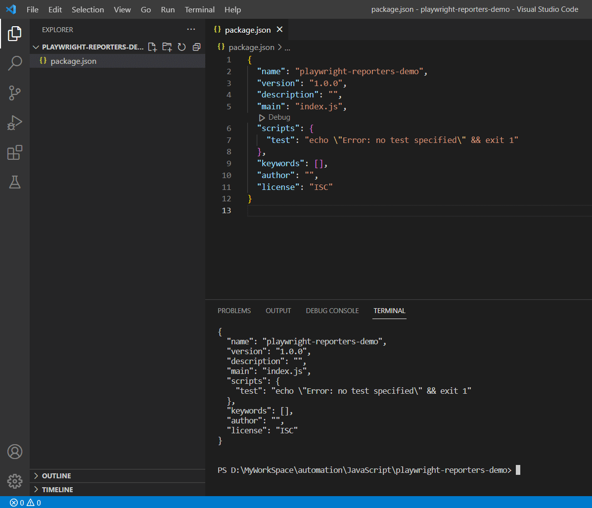 Playwright Reporting package.json Playwright Reporting package.json