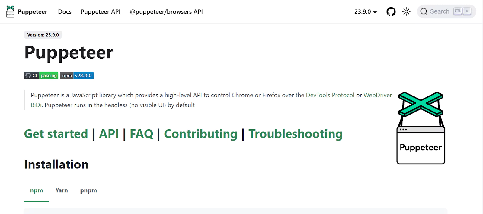Puppeteer is a Node.js library Puppeteer is a Node.js library