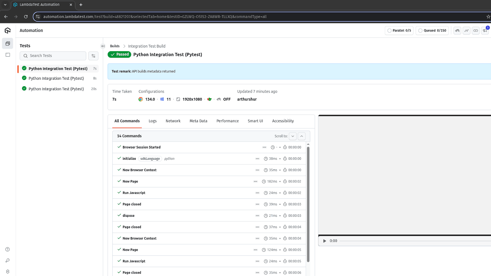 Pytest TestMu AI Result