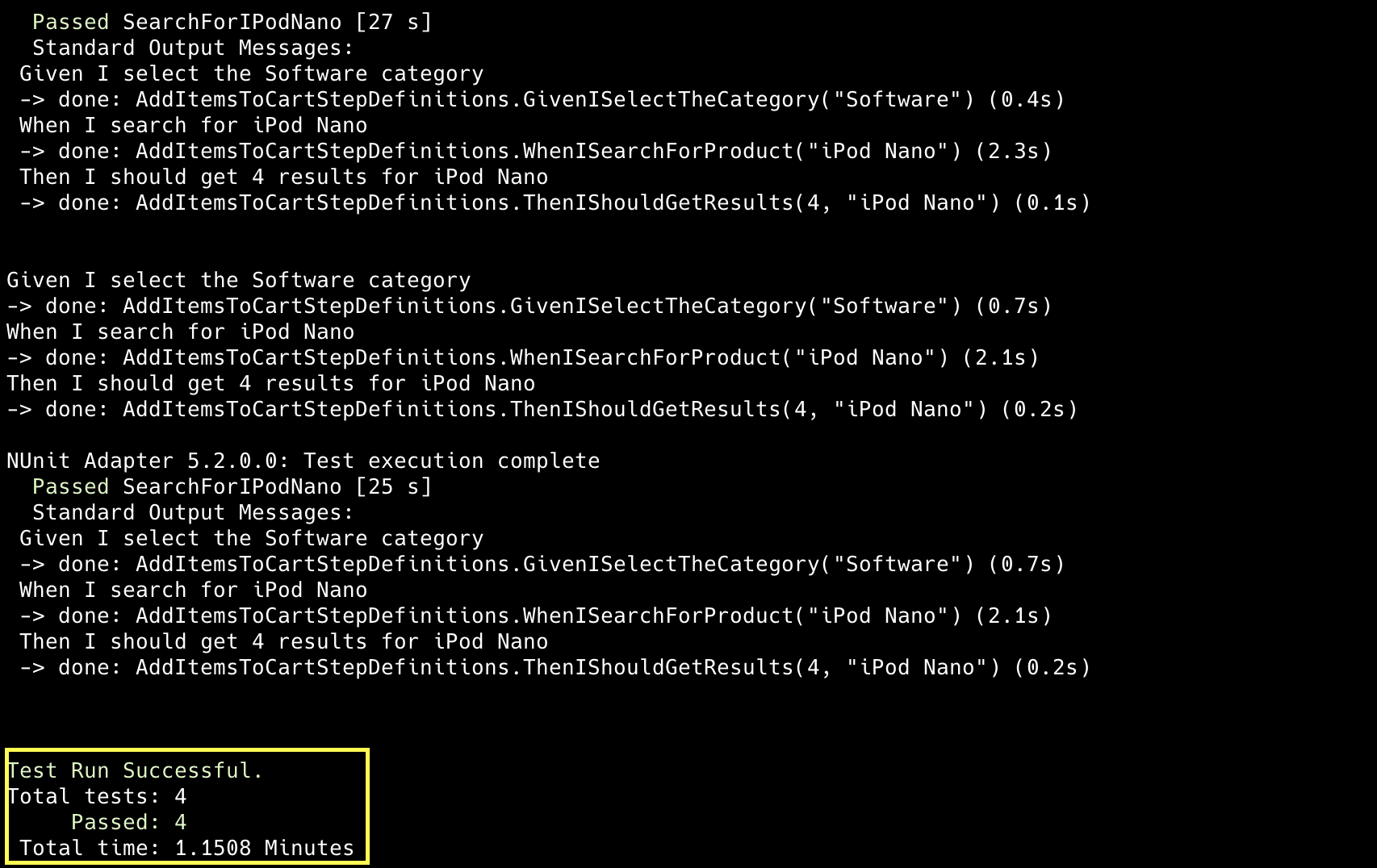 Reqnroll Selenium 3 test results