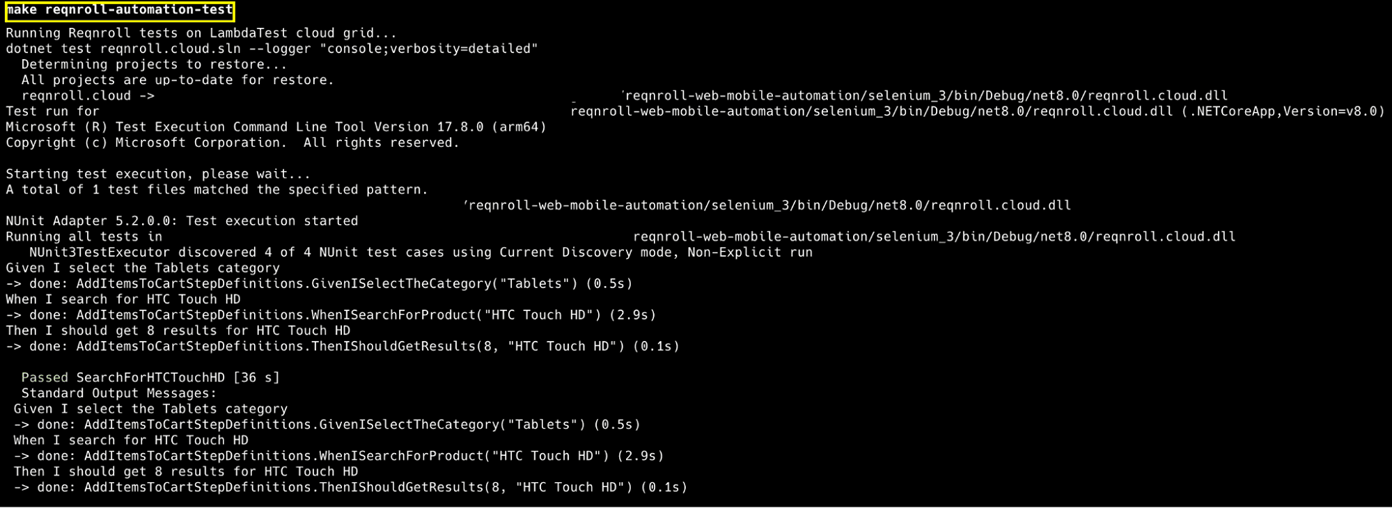 Reqnroll Selenium 3 test execution