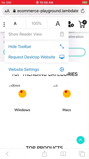 Request Desktop Website to view the desktop version