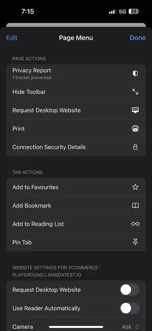 Tap on Request Desktop Website